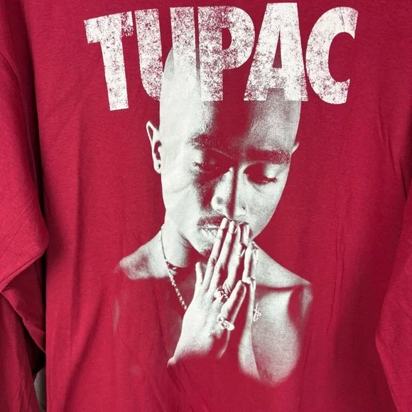 NWOT 2PAC Tupac Red Long Sleeve cotton Men's Shirt Size XL - Picture 5 of 7